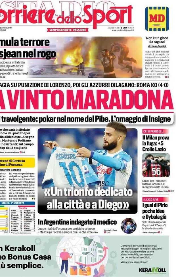 EDICOLA CdS Napoli Ha Vinto Maradona Il Milan Prova La Fuga