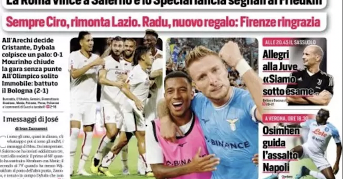 EDICOLA CDS Cè tutto Mou Le romane tengono il passo di Milan e