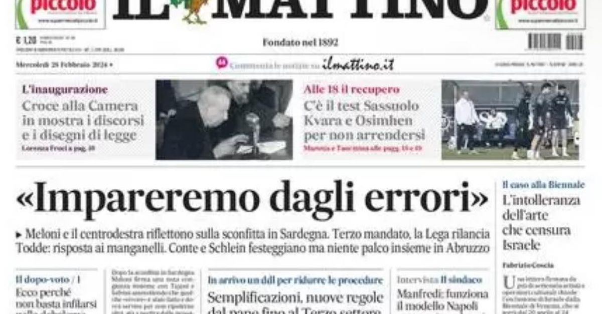 Prima Pagina Il Mattino Oggi C Il Test Sassuolo Kvara E Osimhen