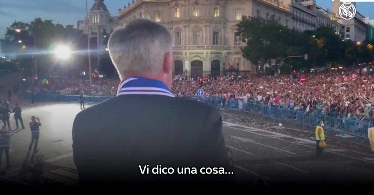 Video Real Madrid Il Discorso Di Ancelotti Sul Palco A Plaza De