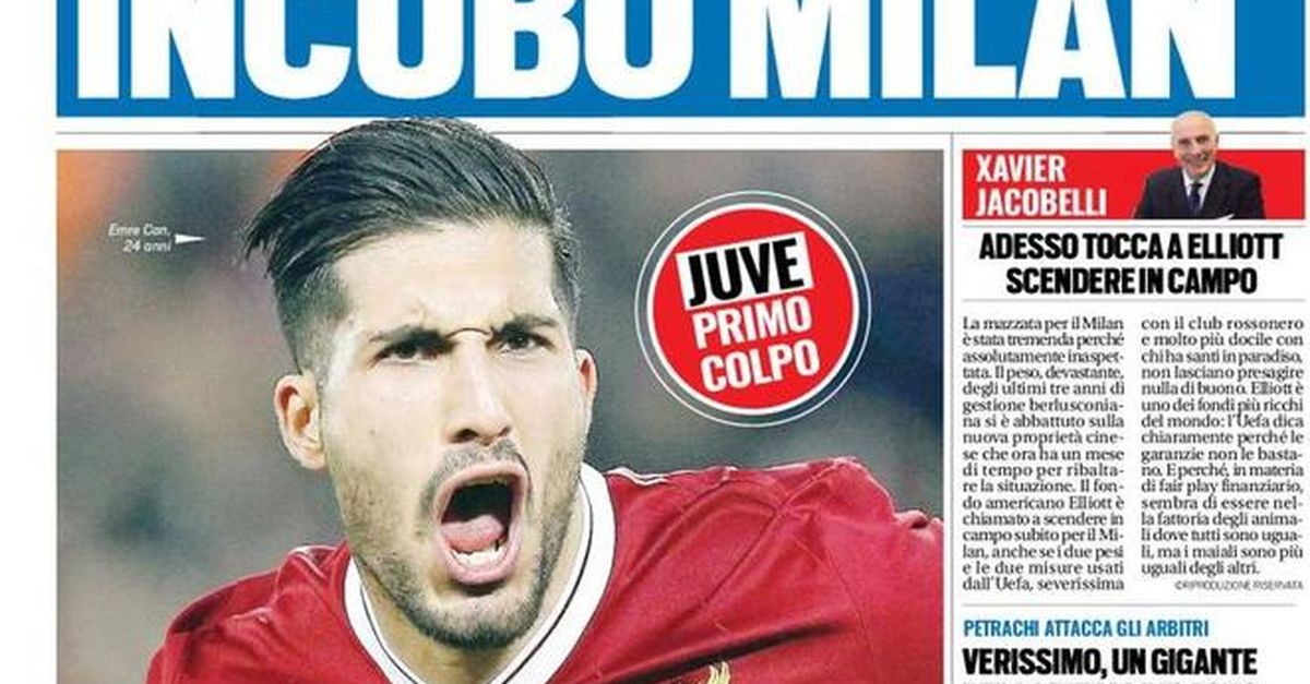 Prima Pagina Tuttosport Preso La Juve Chiude Emre Can Incubo Milan