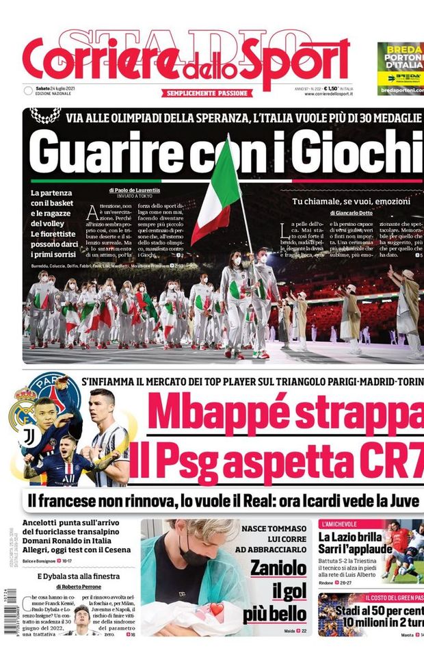 Prima Pagina, Corriere dello Sport: “Guarire con i giochi” Prima Pagina, Corriere dello Sport: “Guarire con i giochi”