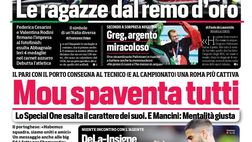 Prima Pagina, Corriere dello Sport: “Mou spaventa tutti! Le ragazze del remo d’oro”