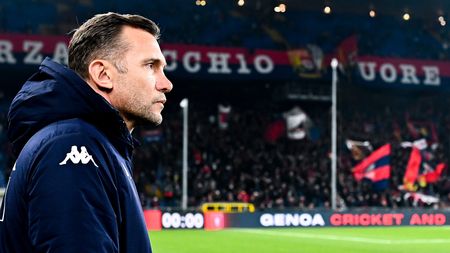 GENOA, ITALY - DECEMBER 21: Andriy Shevchenko head coach of Genoa looks on before the Serie A match between Genoa CFC and Atalanta BC at Stadio Luigi Ferraris on December 21, 2021 in Genoa, Italy. (Photo by Getty Images)