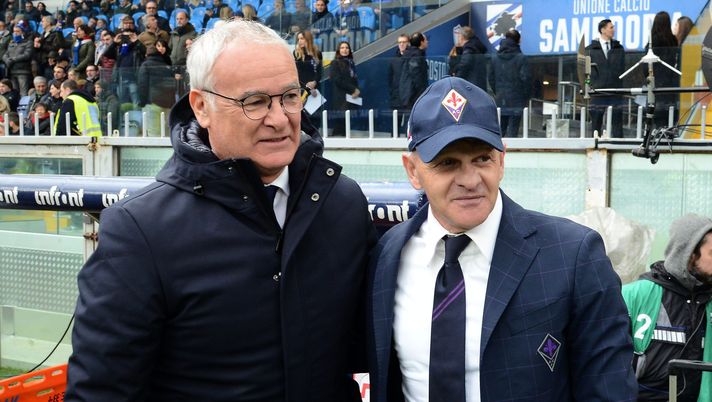 GENOA, ITALY - FEBRUARY 16: Claudio Ranieri head coach of UC Sampdoria and Giuseppe Iachini head coach of ACF Fiorentina during the Serie A match between UC Sampdoria and  ACF Fiorentina at Stadio Luigi Ferraris on February 16, 2020 in Genoa, Italy. (Photo by Paolo Rattini/Getty Images) 