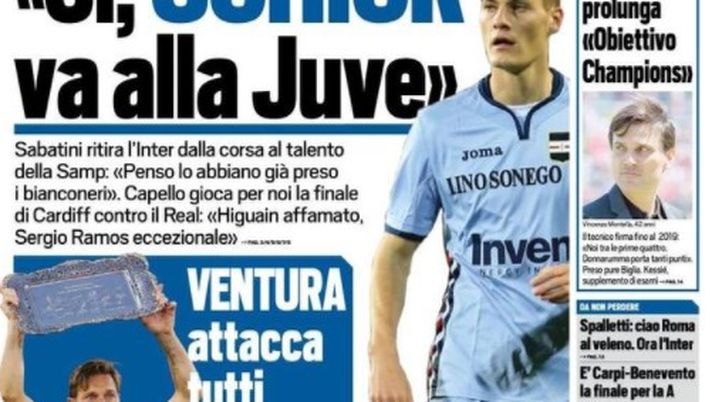 Prima Pagina, Tuttosport: “Sirigu-Falcinelli-Perotti, il Toro che vuole Miha. Ventura attacca tutti e chiama Totti” Prima Pagina, Tuttosport: “Sirigu-Falcinelli-Perotti, il Toro che vuole Miha. Ventura attacca tutti e chiama Totti”