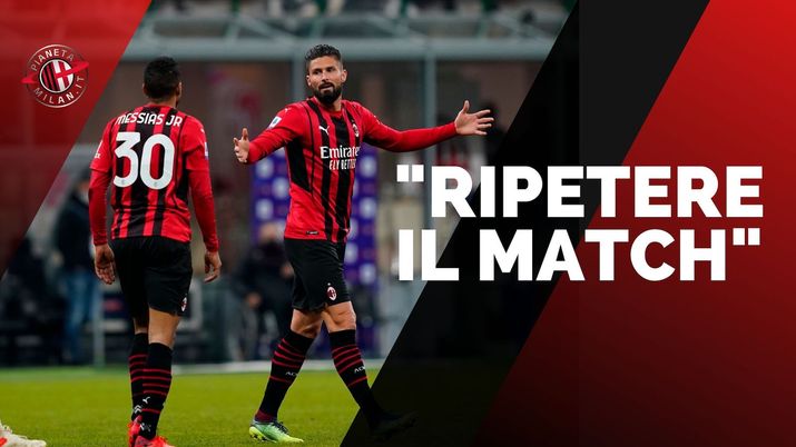 Junior Messias e Olivier Giroud (attaccanti AC Milan) al termine di Milan-Spezia 1-2 (Serie A 2021-2022) | News (Getty Images) Milan-Spezia Serie A 2021-2022 Messias Giroud