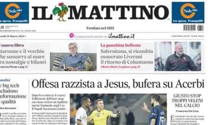 PRIMA PAGINA IL MATTINO OGGI