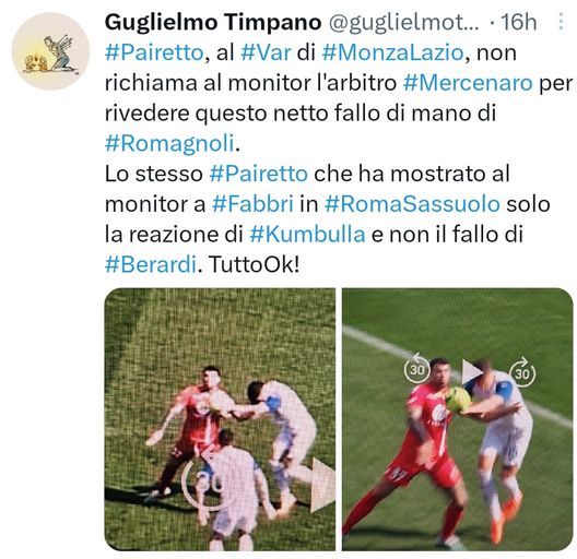 I romanisti puntano il dito sul Var Pairetto: è derby social con la Lazio- immagine 2
