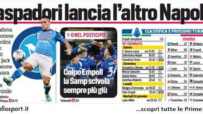 IL NAPOLI SUI MEDIA – Le prime pagine dei giornali di oggi 17 gennaio 2023 - immagine 1