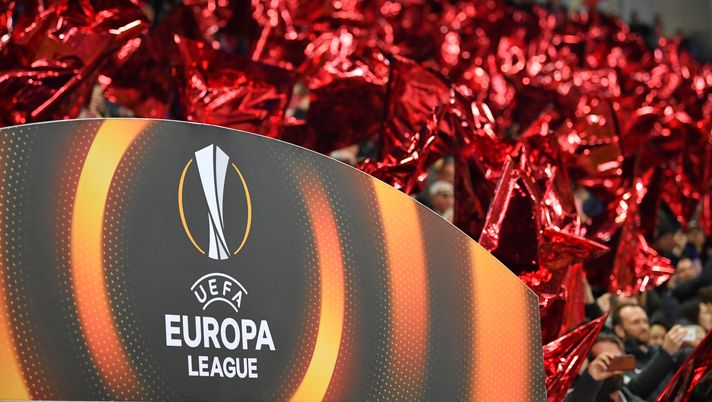 SALZBURG, AUSTRIA - MARCH 15: Red flags are seen behind the Europa League Logo prior to the UEFA Europa League Round of 16, 2nd leg match between FC Red Bull Salzburg and Borussia Dortmund at the Red Bull Arena on March 15, 2018 in Salzburg, Austria. (Photo by Sebastian Widmann/Bongarts/Getty Images,) SALZBURG, AUSTRIA - MARCH 15: Red flags are seen behind the Europa League Logo prior to the UEFA Europa League Round of 16, 2nd leg match between FC Red Bull Salzburg and Borussia Dortmund at the Red Bull Arena on March 15, 2018 in Salzburg, Austria. (Photo by Sebastian Widmann/Bongarts/Getty Images,)