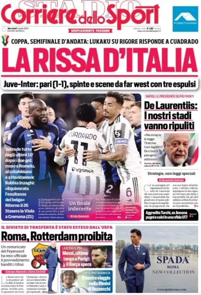 Prima pagina Corriere dello Sport 05/04/2023