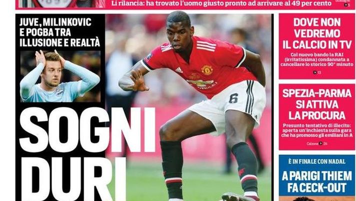 Prima Pagina, Corriere dello Sport: “Sogni duri. Spezia-Parma, si attiva la procura. Milena meglio di Ventura…”  Prima Pagina, Corriere dello Sport: “Sogni duri. Spezia-Parma, si attiva la procura. Milena meglio di Ventura…”