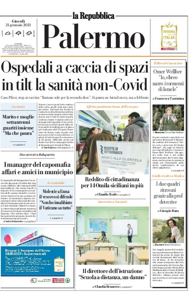 Prima Pagina, La Repubblica-Palermo: “Ospedali a caccia di spazi, in tilt la sanità non-Covid” 
