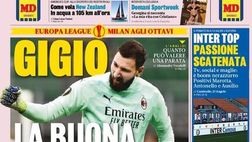 Prima Pagina, La Gazzetta dello Sport: “Gigio la buona stella, che fatica con la Stella Rossa. Roma si, Napoli no”