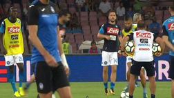 Napoli Atalanta, azzurri in campo per il riscaldamento