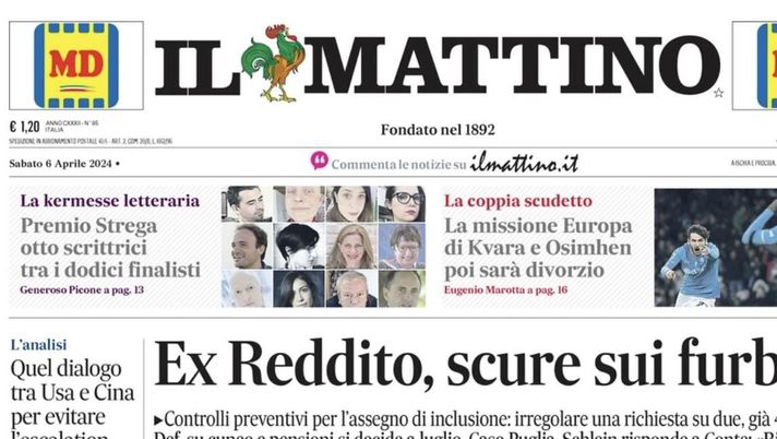prima pagina il mattino oggi ogg