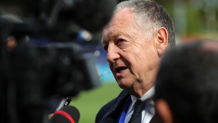 KINGSTON UPON THAMES, ENGLAND - APRIL 28: Jean-Michel Aulas Owner and President of Olympique Lyonnais during the Women UEFA Champions League semi final match between Chelsea and Olympique Lyonnais on April 28, 2019 in Kingston upon Thames, United Kingdom. (Photo by Catherine Ivill/Getty Images) KINGSTON UPON THAMES, ENGLAND - APRIL 28: Jean-Michel Aulas Owner and President of Olympique Lyonnais during the Women UEFA Champions League semi final match between Chelsea and Olympique Lyonnais on April 28, 2019 in Kingston upon Thames, United Kingdom. (Photo by Catherine Ivill/Getty Images)