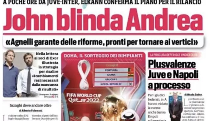 Prima Pagina, Corriere dello Sport: “John blinda Andrea. Juve e Napoli a processo” Prima Pagina, Corriere dello Sport: “John blinda Andrea. Juve e Napoli a processo” - immagine 1