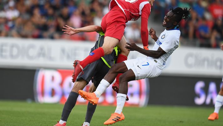 SION, SWITZERLAND - JULY 18: Anthony Maisonnial of Sion (L) and Yann Karamoh of FC Internazionale compete for the ball during the pre-season frineldy match between FC Sion and FC Internazionale at Estadio Tourbillon on July 18, 2018 in Sion, Switzerland. (Photo by Claudio Villa - Inter/FC Internazionale via Getty Images) SION, SWITZERLAND - JULY 18: Anthony Maisonnial of Sion (L) and Yann Karamoh of FC Internazionale compete for the ball during the pre-season frineldy match between FC Sion and FC Internazionale at Estadio Tourbillon on July 18, 2018 in Sion, Switzerland. (Photo by Claudio Villa - Inter/FC Internazionale via Getty Images)