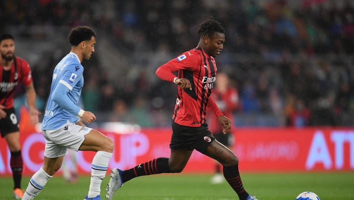 ROME, ITALY - APRIL 24: Rafael Leao of AC Milan in action during the Serie A match between SS Lazio and AC Milan at Stadio Olimpico on April 24, 2022 in Rome, Italy. (Photo by Claudio Villa/AC Milan via Getty Images)