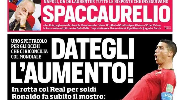 Prima Pagina, Corriere dello Sport: “Dategli l’aumento! SpaccAurelio. Milan, Higuain alla Bonucci…” Prima Pagina, Corriere dello Sport: “Dategli l’aumento! SpaccAurelio. Milan, Higuain alla Bonucci…”