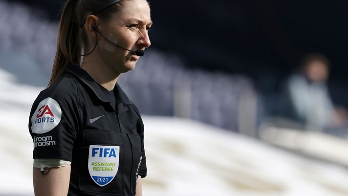 LONDON, ENGLAND - APRIL 11: Official Sian Massey-Ellis looks on during the Premier League match between Tottenham Hotspur and Manchester United at Tottenham Hotspur Stadium on April 11, 2021 in London, England. Sporting stadiums around the UK remain under strict restrictions due to the Coronavirus Pandemic as Government social distancing laws prohibit fans inside venues resulting in games being played behind closed doors. (Photo by Adrian Dennis - Pool/Getty Images) LONDON, ENGLAND - APRIL 11: Official Sian Massey-Ellis looks on during the Premier League match between Tottenham Hotspur and Manchester United at Tottenham Hotspur Stadium on April 11, 2021 in London, England. Sporting stadiums around the UK remain under strict restrictions due to the Coronavirus Pandemic as Government social distancing laws prohibit fans inside venues resulting in games being played behind closed doors. (Photo by Adrian Dennis - Pool/Getty Images)