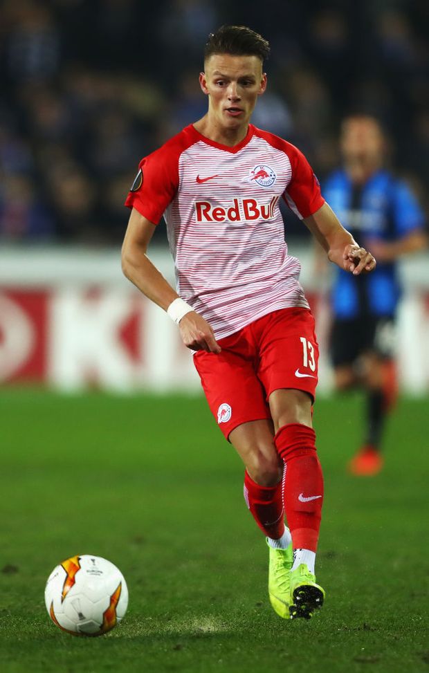  BRUGGE, BELGIUM - FEBRUARY 14: Hannes Wolf of RB Salzburg in action during the UEFA Europa League Round of 32 First Leg match between Club Brugge and RB Salzburg at Jan Breydel Stadium on February 14, 2019 in Brugge, West-Vlaanderen, Belgium. (Photo by Dean Mouhtaropoulos/Getty Images) 