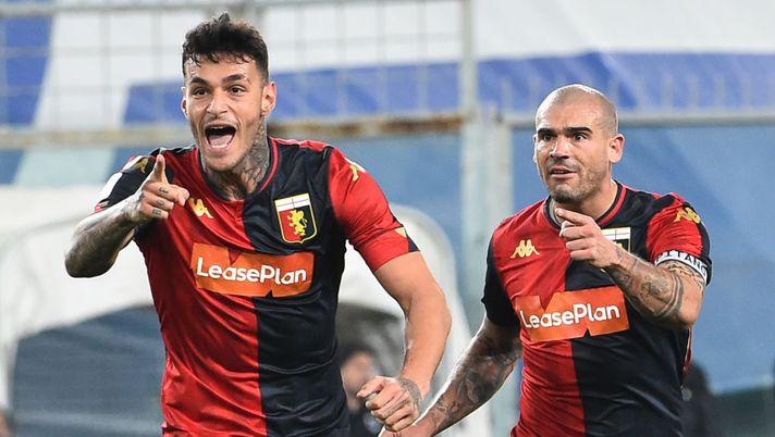 GENOA, ITALY - NOVEMBER 26: Gianluca Scamacca of Genoa CFC celebrates after scoring the goal 1-1 during the Coppa Italia match between UC Sampdoria and Genoa CFC at Stadio Luigi Ferraris on November 26, 2020 in Genoa, Italy. (Photo by Paolo Rattini/Getty Images) GENOA, ITALY - NOVEMBER 26: Gianluca Scamacca of Genoa CFC celebrates after scoring the goal 1-1 during the Coppa Italia match between UC Sampdoria and Genoa CFC at Stadio Luigi Ferraris on November 26, 2020 in Genoa, Italy. (Photo by Paolo Rattini/Getty Images)