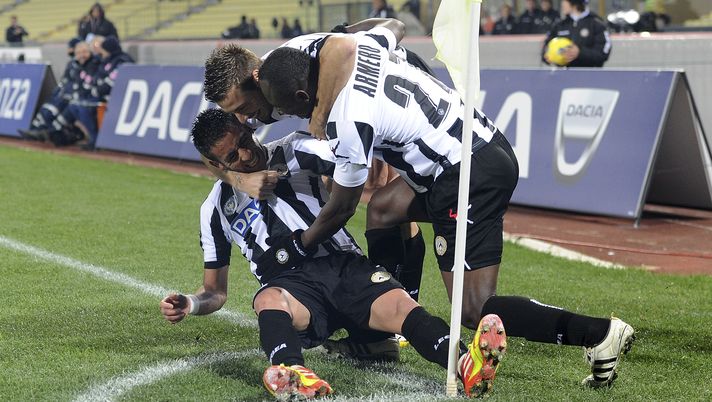 UDINE, ITALY - NOVEMBER 25: Anibal Isla (L) of Udinese celebrates with team-mate after scoring his team's second goal during the Serie A match between Udinese Calcio and AS Roma at Stadio Friuli on November 25, 2011 in Udine, Italy. (Photo by Dino Panato/Getty Images) UDINE, ITALY - NOVEMBER 25: Anibal Isla (L) of Udinese celebrates with team-mate after scoring his team's second goal during the Serie A match between Udinese Calcio and AS Roma at Stadio Friuli on November 25, 2011 in Udine, Italy. (Photo by Dino Panato/Getty Images)