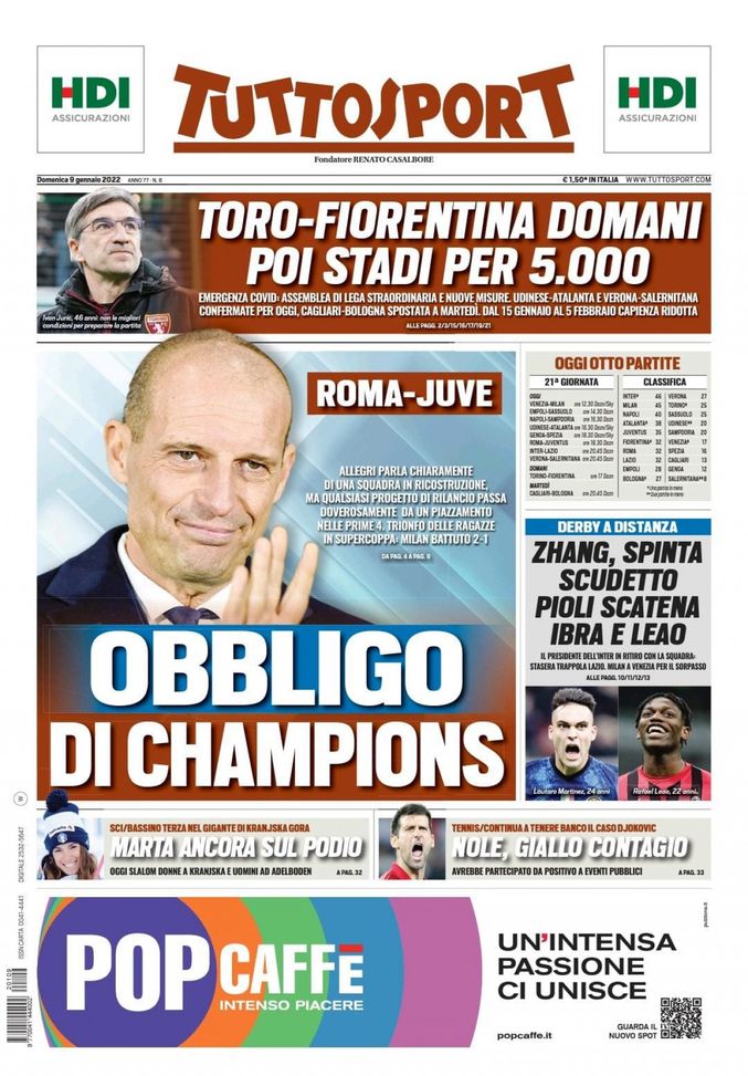 Prima Pagina, Tuttosport: “Obbligo di Champions. Zhang, spinta scudetto. Pioli…” Prima Pagina, Tuttosport: “Obbligo di Champions. Zhang, spinta scudetto. Pioli…” - immagine 1