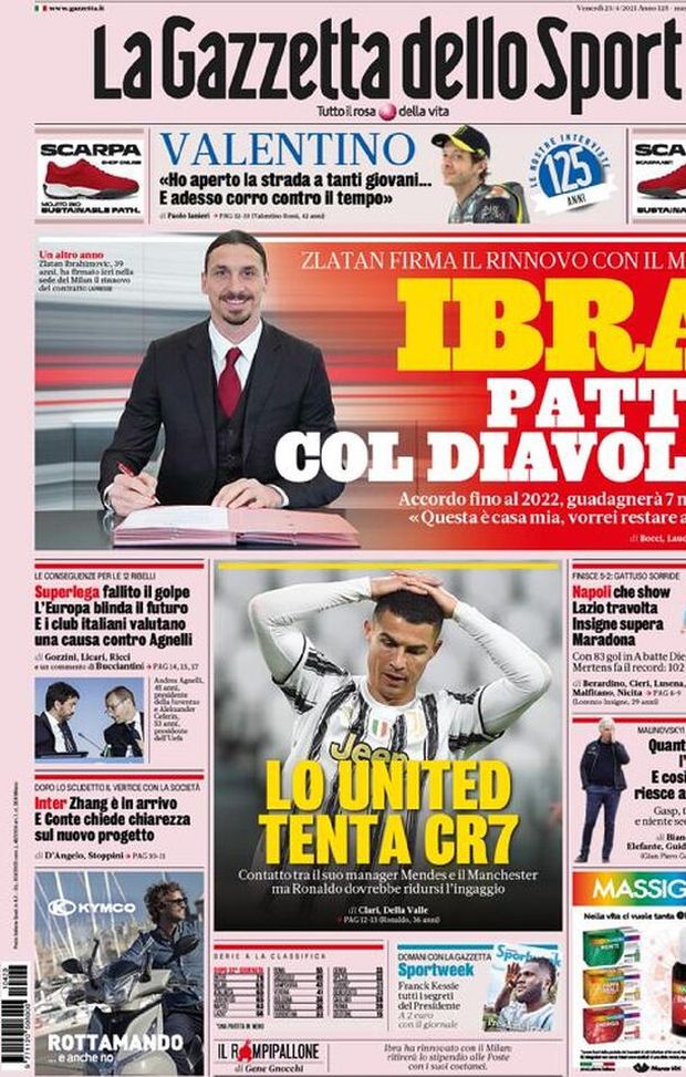 La Gazzetta dello Sport, la prima pagina di oggi, venerdì 23 aprile 2021 La Gazzetta dello Sport, la prima pagina di oggi, venerdì 23 aprile 2021