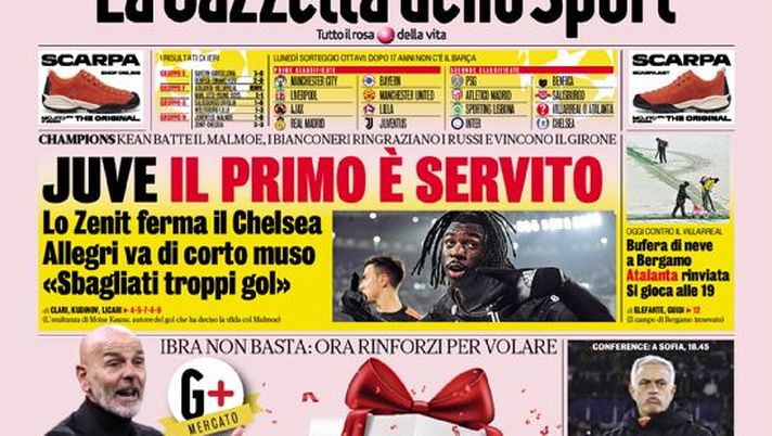 Prima Pagina, La Gazzetta dello Sport: “Milan, servono regali. Mou, non sei più tu” - immagine 1