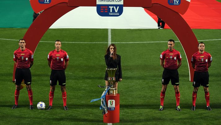 REGGIO NELL'EMILIA, ITALY - MAY 19: Singer Annalisa performs ahead of the TIMVISION Cup Final between Atalanta BC and Juventus on May 19, 2021 in Reggio nell'Emilia, Italy. (Photo by Alessandro Sabattini/Getty Images for Lega Serie A) 