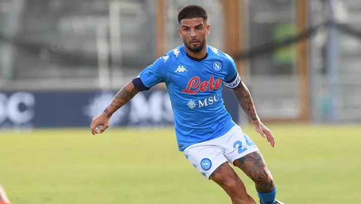CASTEL DI SANGRO, ITALY - AUGUST 14: Lorenzo Insigne  of Napoli during an SSC Napoli training session on August 14, 2021 in Castel di Sangro, Italy. (Photo by SSC NAPOLI/SSC NAPOLI via Getty Images)