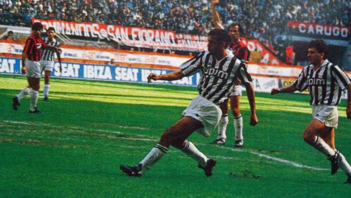 Il gol di Galia al Milan nel 1990, foto juvenews.net Il gol di Galia al Milan nel 1990, foto juvenews.net