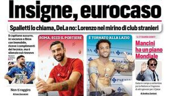 Prima Pagina, Corriere dello Sport: &#8220;Insigne, eurocaso. Felipe, freccia per Sarri&#8221; 