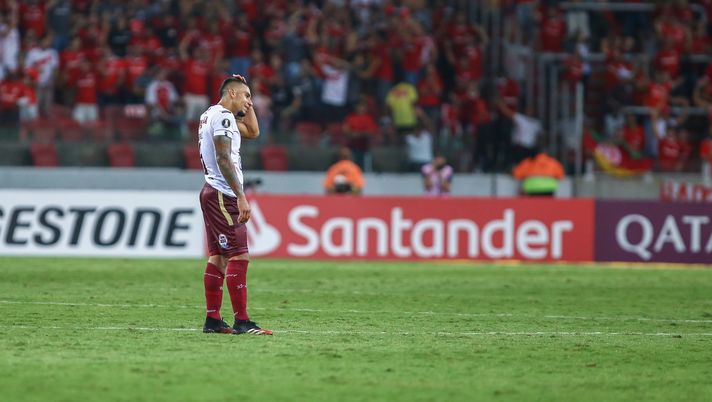 PORTO ALEGRE, BRAZIL - FEBRUARY 26: Yeison Gordillo of Tolima looks dejected after losing the match between Internacional and Tolima as part of Copa CONMEBOL Libertadores 2020 Qualifications on February  26, 2020 in Porto Alegre, Brazil. (Photo by Lucas Uebel/Getty Images) 