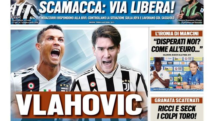 Prima Pagina, Tuttosport: “Vlahovic nuovo CR7. Inter, non solo Dybala. Scamacca…” - immagine 1