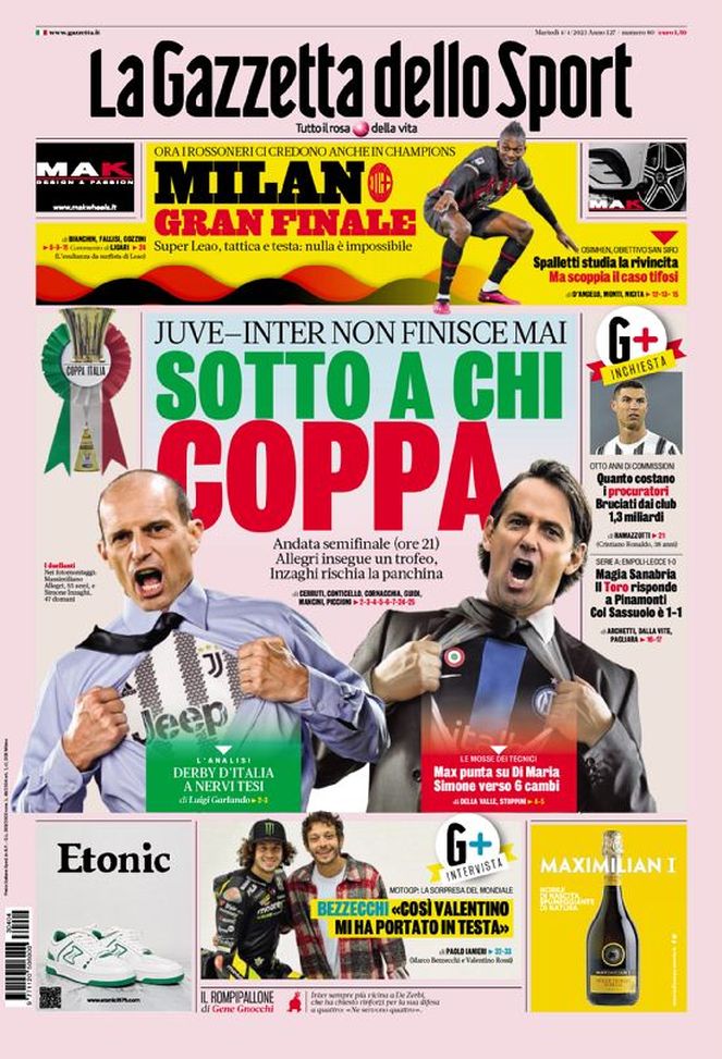 Prima Pagina Gazzetta dello Sport 04/04/2023