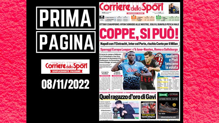 Prima pagina Corriere dello Sport: 'Coppe, si può'
