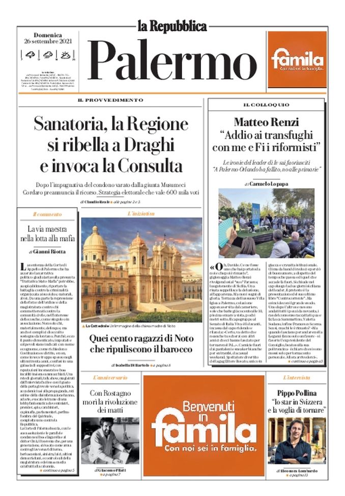 Prima Pagina, La Repubblica-Palermo: “Sanatoria, la Regione si ribella a Draghi“ 