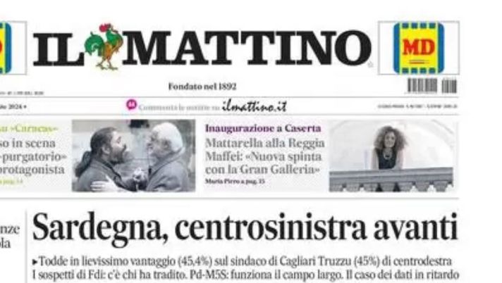 PRIMA PAGINA IL MATTINO OGGI