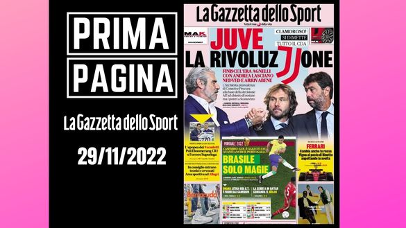 La prima pagina de 'La Gazzetta dello Sport', in edicola oggi, 29-11-2022 Gazzetta dello Sport