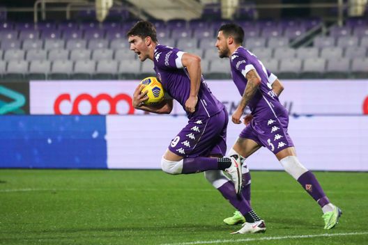  GERMOGLI PH: 16 DICEMBRE 2020 FIRENZE STADIO ARTEMIO FRANCHI SERIE A FIORENTINA VS SASSUOLO NELLA FOTO GOL VLAHOVIC ESULTANZA 