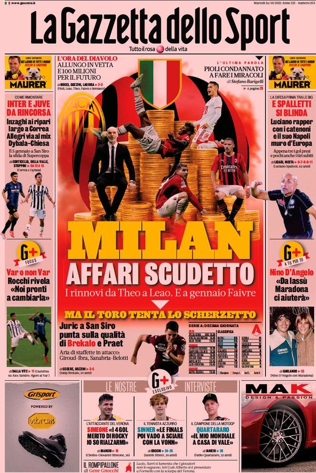 Prima Pagina, La Gazzetta dello Sport: “Milan, affari scudetto!” Prima Pagina, La Gazzetta dello Sport: “Milan, affari scudetto!” - immagine 1