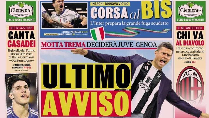 PRIMA PAGINA GAZZETTA DELLO SPORT OGGI: “Inzaghi al rinnovo, ci metto la firma”