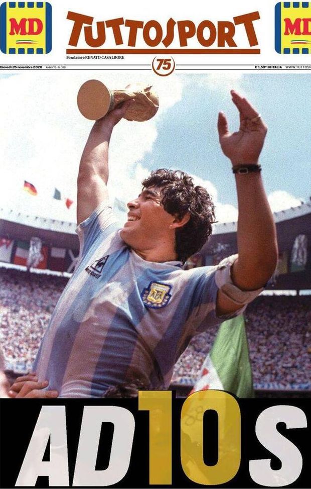 La prima pagina di Tuttosport, in edicola oggi, 26 novembre 2020 