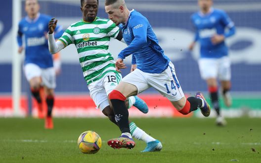 GLASGOW, SCOTLAND - JANUARY 02: Ryan Kent of Rangers evades Ismaila Sorro of Celtic during the Ladbrokes Scottish Premiership match between Rangers and Celtic at Ibrox Stadium on January 02, 2021 in Glasgow, Scotland. The match will be played without fans, behind closed doors as a Covid-19 precaution. (Photo by Ian MacNicol/Getty Images) GLASGOW, SCOTLAND - JANUARY 02: Ryan Kent of Rangers evades Ismaila Sorro of Celtic during the Ladbrokes Scottish Premiership match between Rangers and Celtic at Ibrox Stadium on January 02, 2021 in Glasgow, Scotland. The match will be played without fans, behind closed doors as a Covid-19 precaution. (Photo by Ian MacNicol/Getty Images)