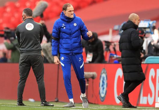 LONDON, ENGLAND - APRIL 17: Thomas Tuchel, Manager of Chelsea celebrates following his team's victory in the Semi Final of the Emirates FA Cup match between Manchester City and Chelsea FC at Wembley Stadium on April 17, 2021 in London, England. Sporting stadiums around the UK remain under strict restrictions due to the Coronavirus Pandemic as Government social distancing laws prohibit fans inside venues resulting in games being played behind closed doors. (Photo by Adam Davy - Pool/Getty Images) LONDON, ENGLAND - APRIL 17: Thomas Tuchel, Manager of Chelsea celebrates following his team's victory in the Semi Final of the Emirates FA Cup match between Manchester City and Chelsea FC at Wembley Stadium on April 17, 2021 in London, England. Sporting stadiums around the UK remain under strict restrictions due to the Coronavirus Pandemic as Government social distancing laws prohibit fans inside venues resulting in games being played behind closed doors. (Photo by Adam Davy - Pool/Getty Images)